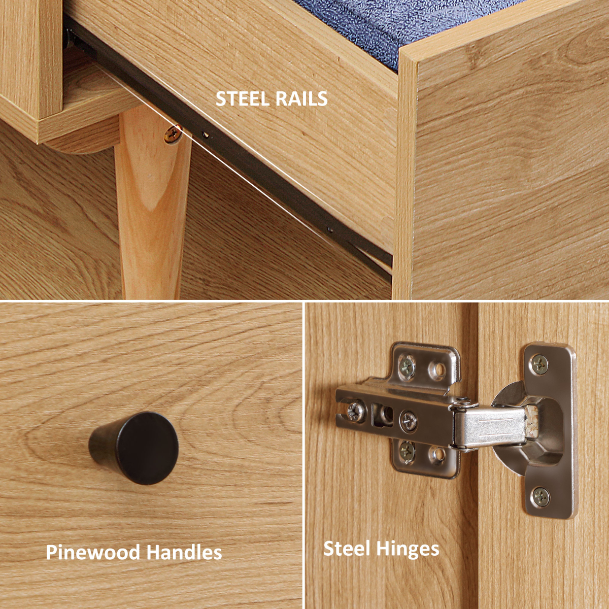Modern Wardrobe with 2 Drawers, Hanging Rail, Clothes Organizer for Bedroom