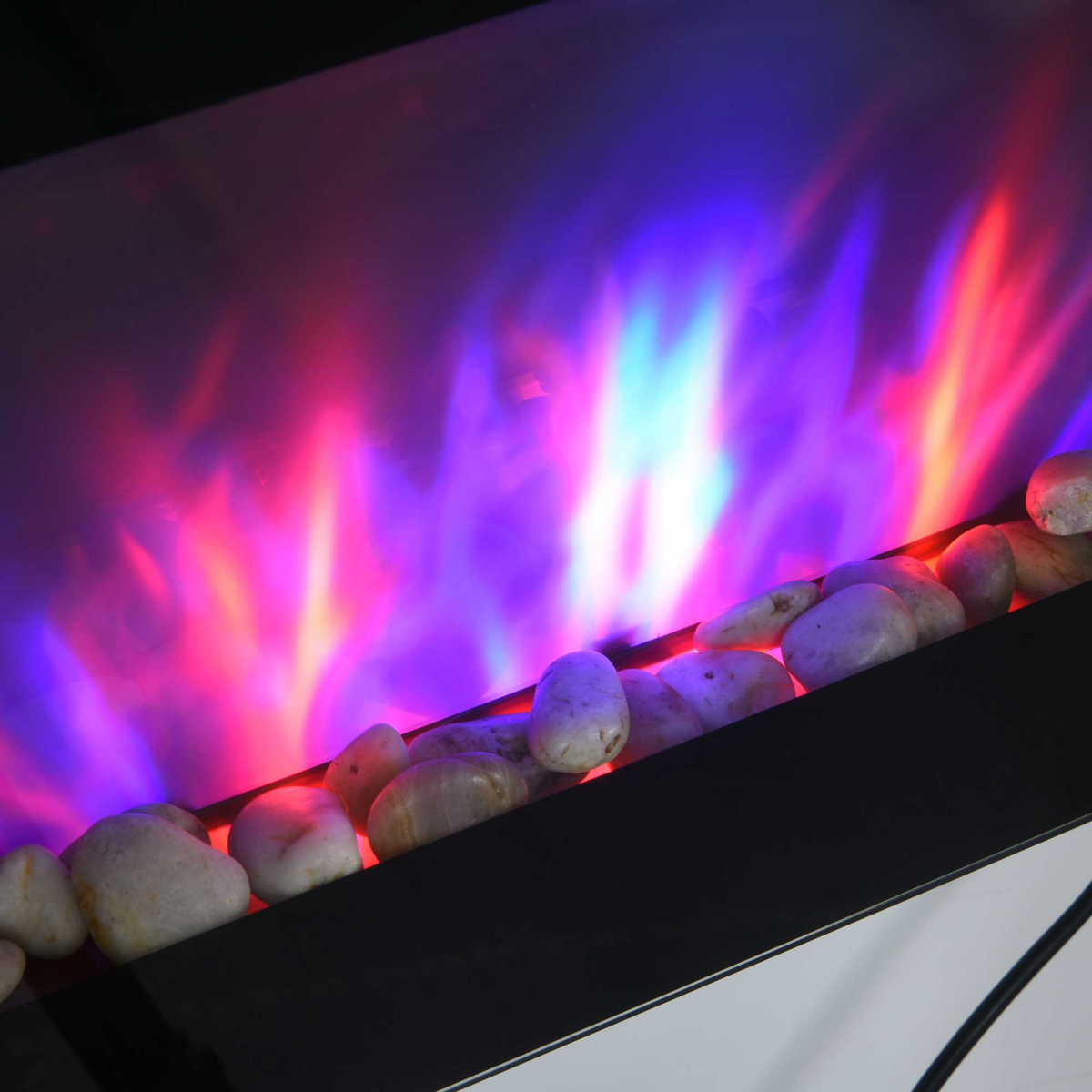 1000W Wall Mounted Tempered Glass Electric Fireplace Heater Black