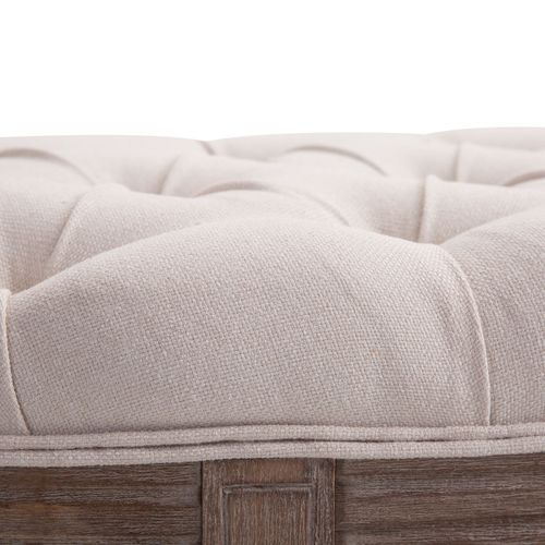 HOMCOM Half-Circle End Bench Ottoman Footstool Button Tufting Padded Seat Cream