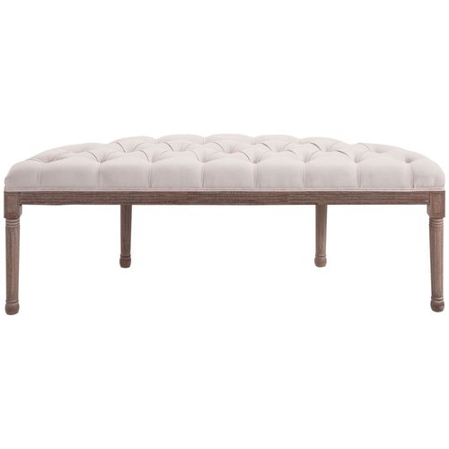 HOMCOM Half-Circle End Bench Ottoman Footstool Button Tufting Padded Seat Cream